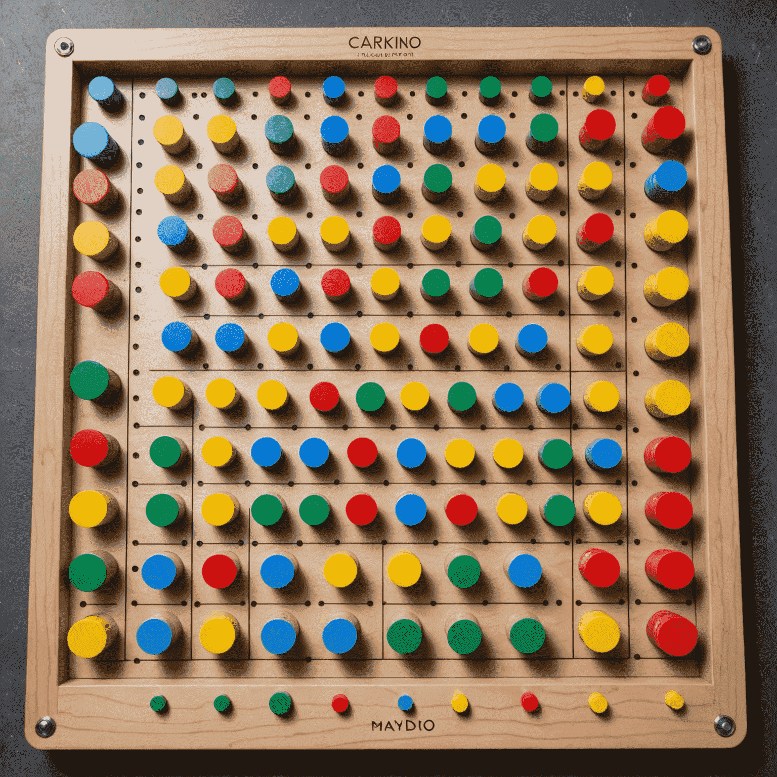 Plateau de jeu Plinko Stratégique avec des pions colorés et des chemins complexes